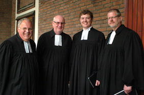 Gestalteten zusammen den Festgottesdienst zur Ordination: Pfarrer Peter Gräwe, Superintendent Rüdiger Höcker, Pfarrer Kolja Koeniger und Pfarrer Andreas Chaikowski